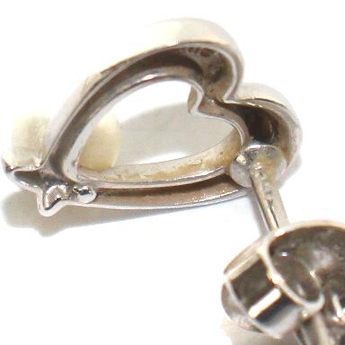 ミキモト MIKIMOTO ピアス 両耳 ハート パール 真珠 18金 K18 ホワイト 