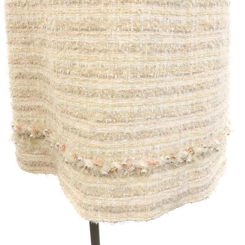 ルネ Rene 19年製 TISSUE フェイクパール ツイード ワンピース ひざ丈  