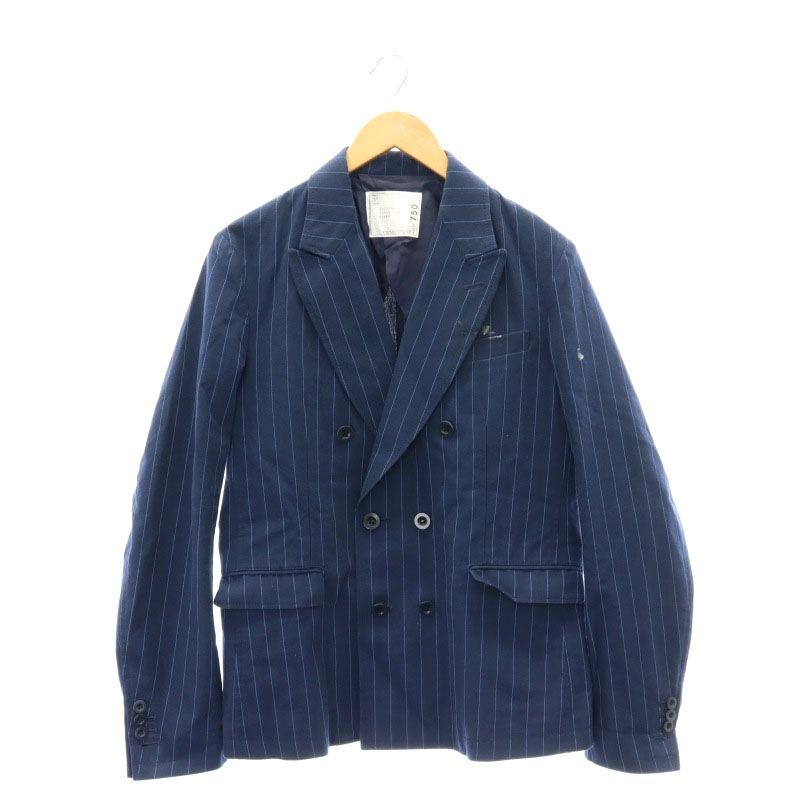 sacai ネイビー ダブルブレスト Lサイズウールコート サイズ3