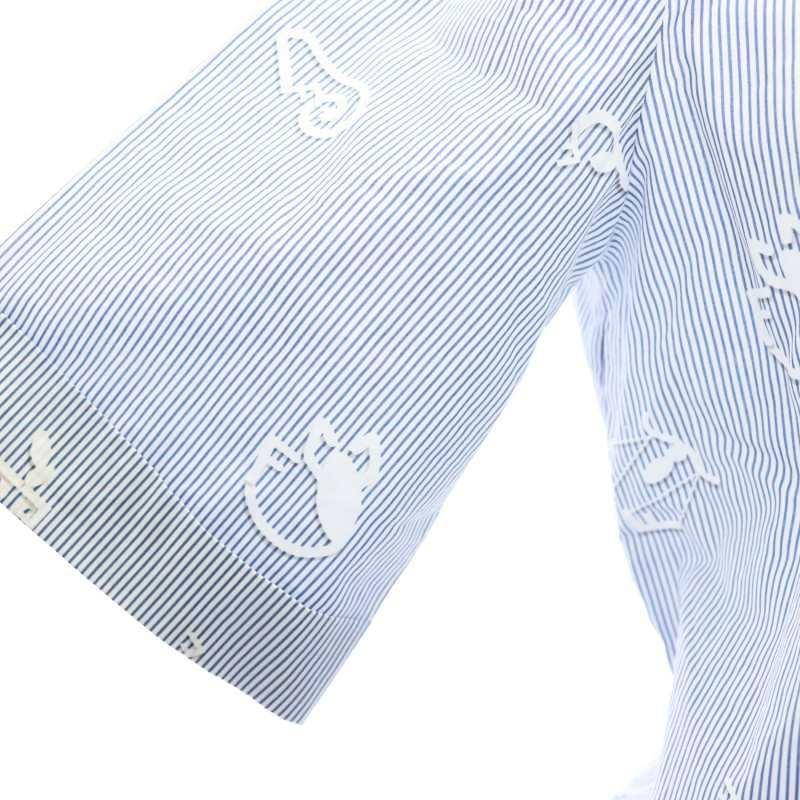 FENDI フェンディ 星座柄 ストライプ ポケット半袖シャツ ブラウス 前 