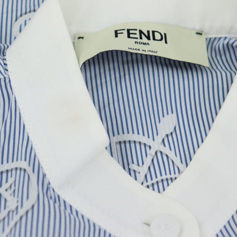 FENDI フェンディ 星座柄 ストライプ ポケット半袖シャツ ブラウス 前 