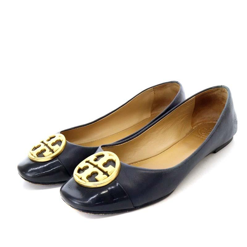 トリーバーチレディースパンプス　ネイビー TORY BURCH トリーバーチ パンプス ロゴ バレエシューズ 5.5M