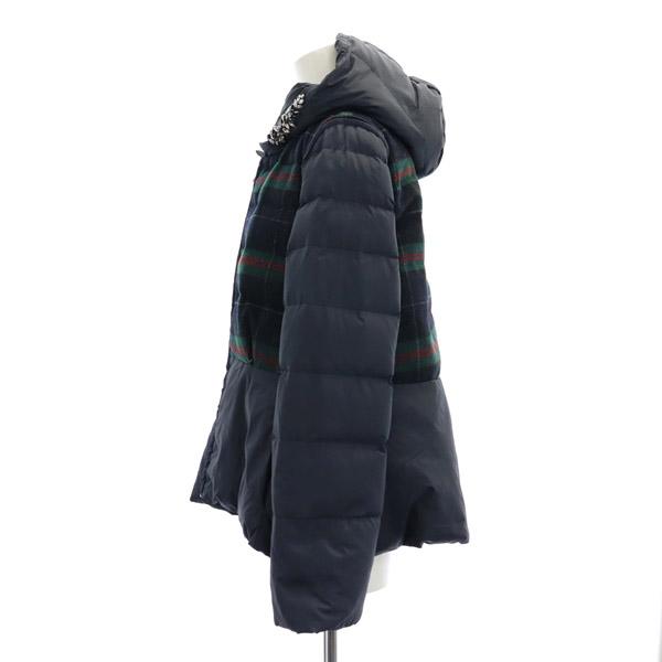 チェスティ Chesty ダウンジャケット チェック 切替 フード ジップ  