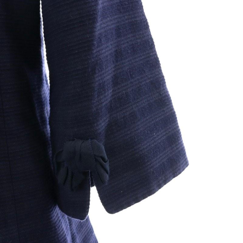 ランバンオンブルー LANVIN en Bleu 8分袖 パール ノーカラーコート  