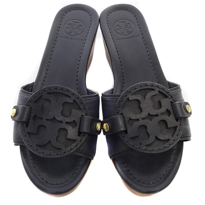 すずらんTory Burch ブラックウェッジヒール　新品未使用 トリーバーチ【美品】黒人気ウェッジヒール24.5センチ