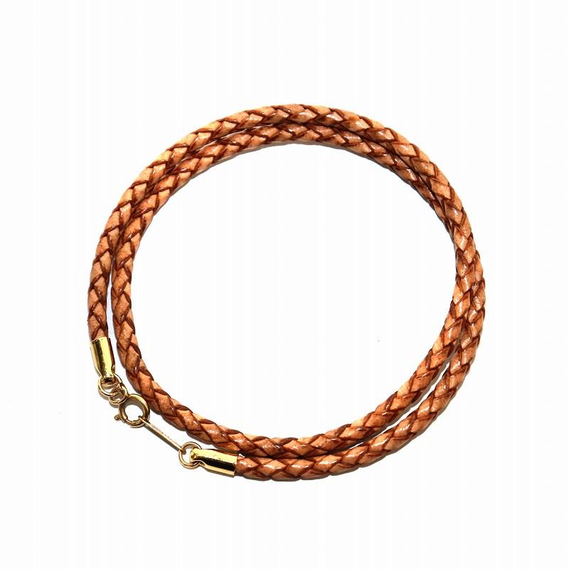 agete アガット K10レザー編み込み2連ブレスレット K10ダイヤモンド  