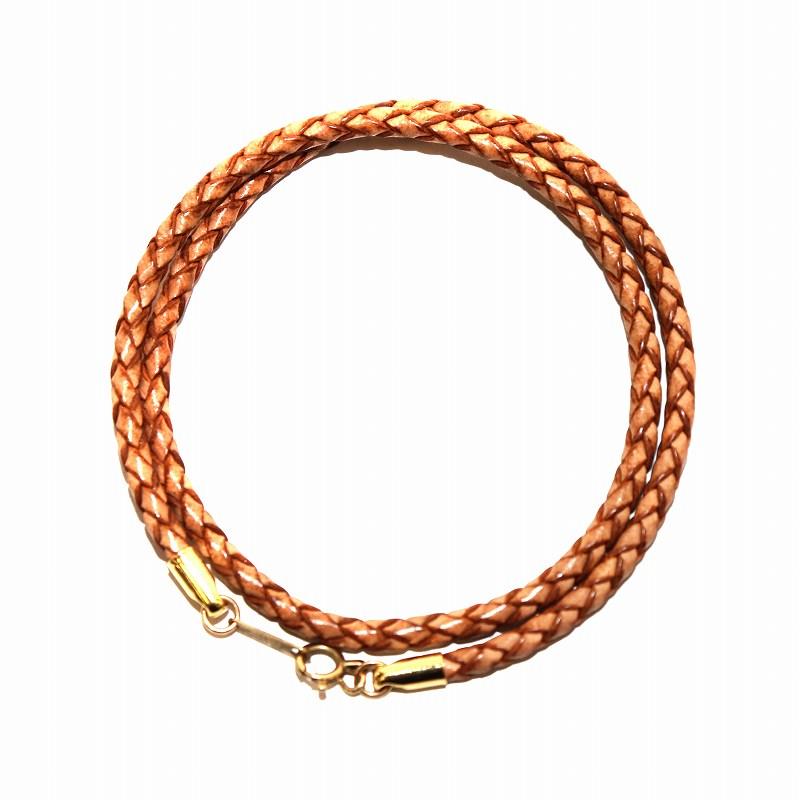 agete アガット K10レザー編み込み2連ブレスレット K10ダイヤモンド  