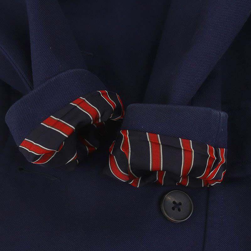 ドゥロワー 半袖 ロング ダークネイビー ボタン フレア ワンピース 36  