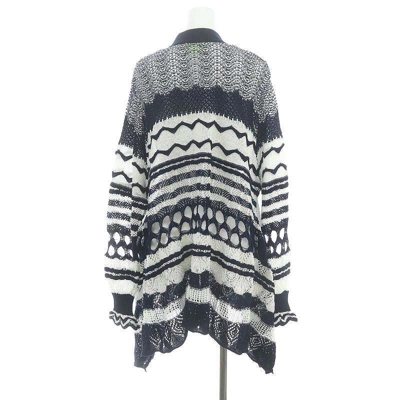 美品 ODAKHA オダカ クレイジーレースニットカーディガン ネイビーホワイト オダカ ODAKHA 24SS クレイジーレースニットカーディガン 長袖 Vネック