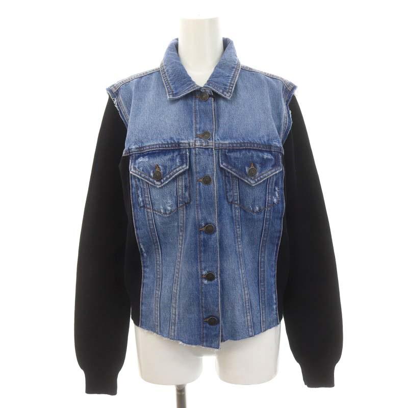 DIESEL 未使用品 ディーゼル M-ROSEデニムジャケット 切替 ニット S 青 