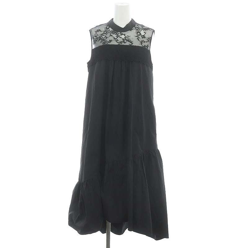 アローブ Arobe レースノースリーブワンピース ロング 2 M 黒 ブラック