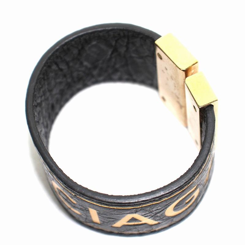 BALENCIAGA バレンシアガブレスレットバングルロゴベルト黒金