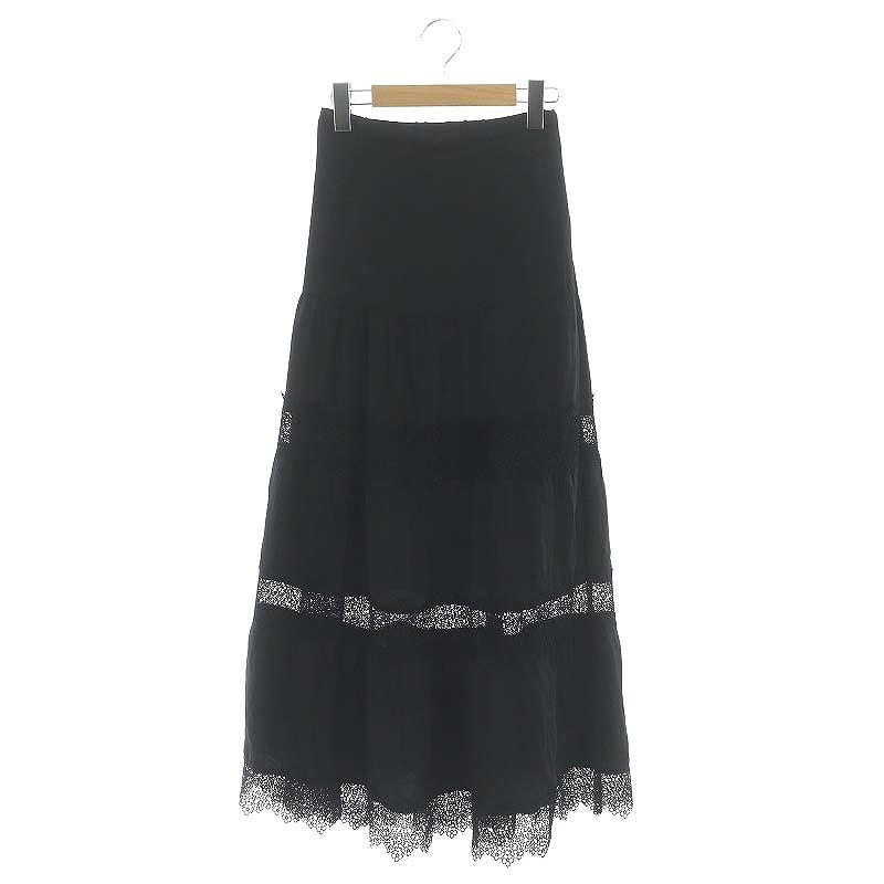デイシー deicy レースギャザーティアードスカート ロング フレア 0 黒  