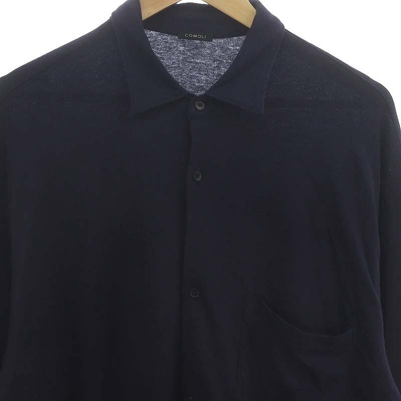 コモリ COMOLI 24SS ジャージ コモリシャツ 長袖 前開き コットン 3 紺 