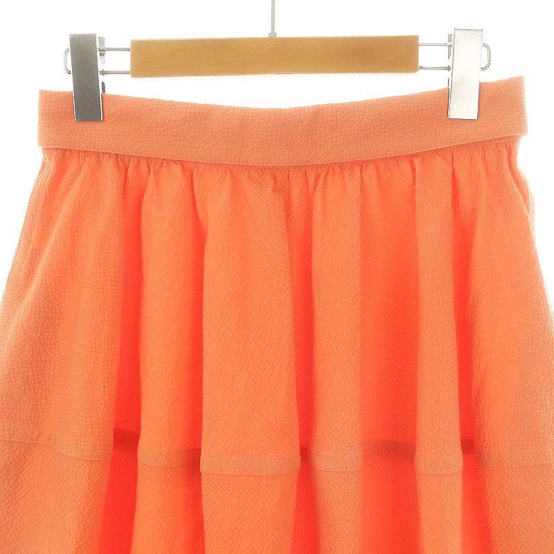 カルヴェン CARVEN タックフレアスカート ミニ 38 オレンジ /MF □OS  
