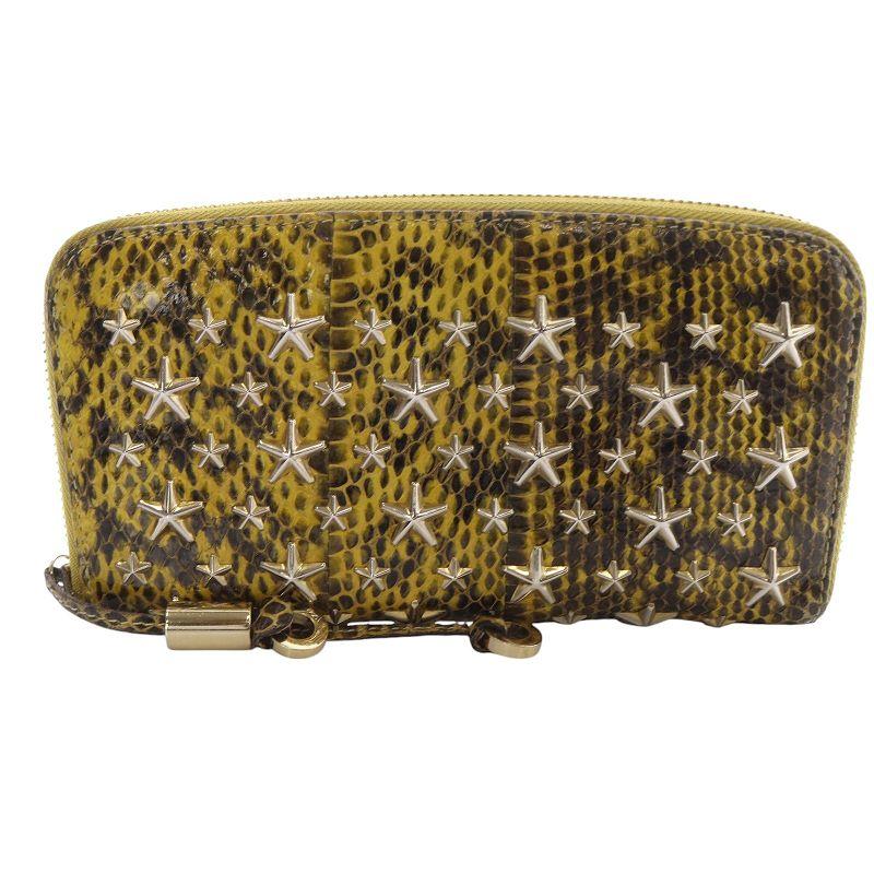 ジミーチュウ JIMMY CHOO パイソン スタッズ ラウンドファスナー 長 