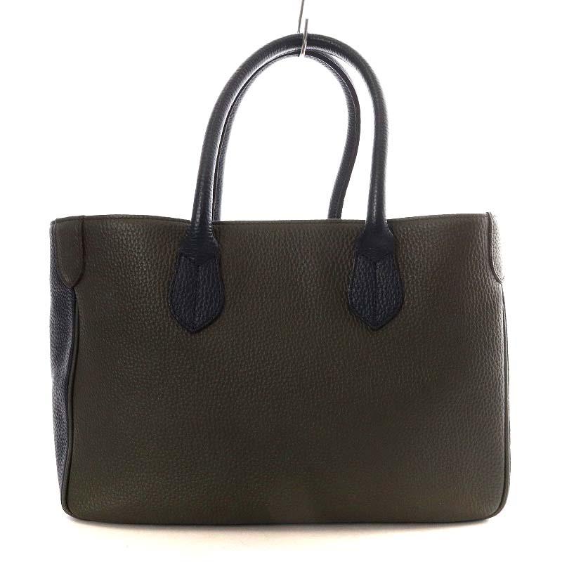 未使用品】A.D.M.J. トートバッグ シボ革 ネイビー 保存袋付 A4 D