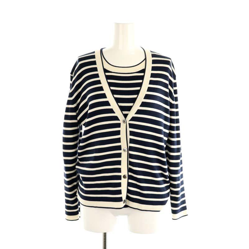 セオリーリュクス　コットン100　洗える　アンサンブル　カーディガン　ボーダー セオリーリュクス コットン100 洗える アンサンブル カーディガン