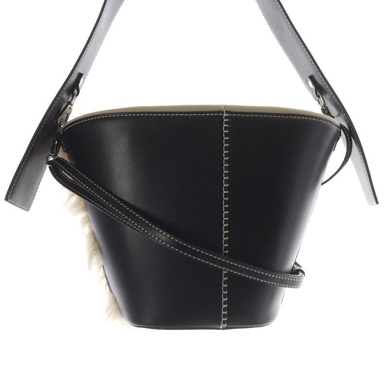 VASIC ヴァジック 2way ショルダーバッグ バケツ ファー レザー 黒 極美品】 VASIC 2way ショルダーバッグ バケツ ファー レザー 黒