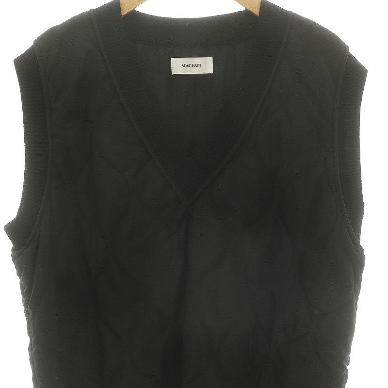 マチャット MACHATT 中綿キルティングベスト プルオーバー Vネック 黒