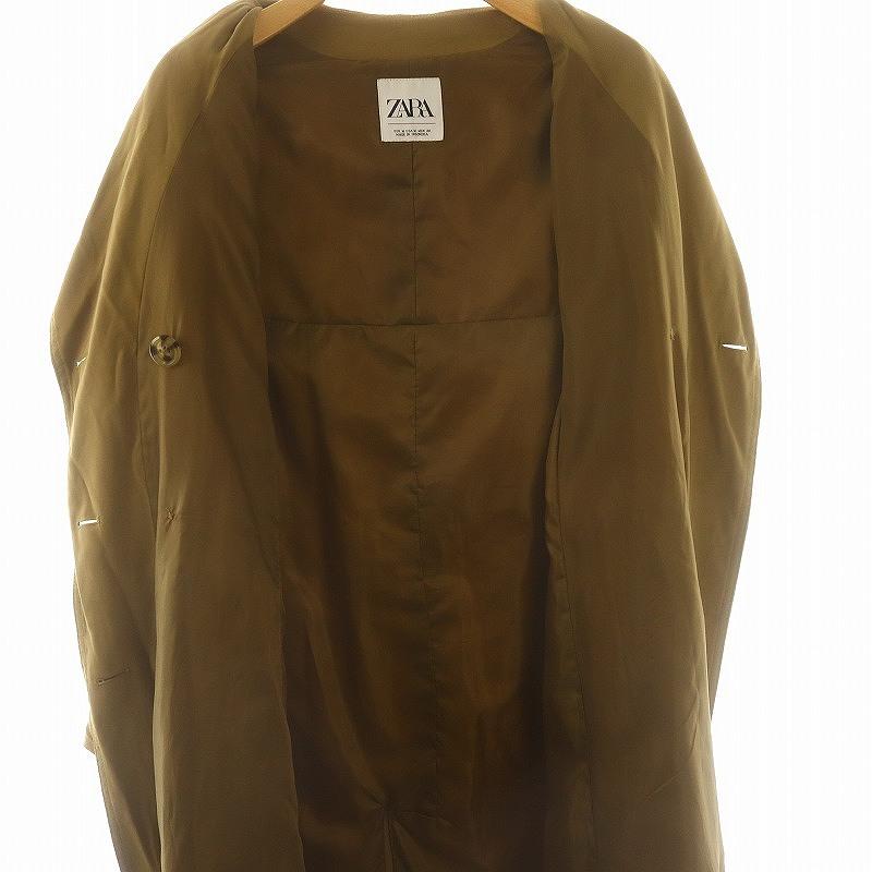 新品 ザラ 定価2.7万 MA-1風ロングコート 着丈120 B1457 ZARA（ザラ） スプリングコート ロング ダブル M キャメル /DF □OS
