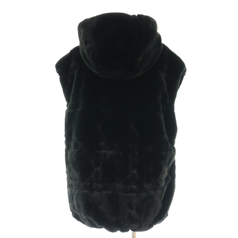 ディオールフード付き黒ベスト 未使用品 ディオール Dior 23AW カナージュ エコファー中綿フード