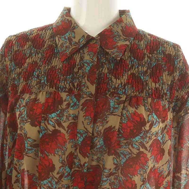 ヴィヴィアンタム VIVIENNE TAM 花柄 ギャザー シャツワンピース