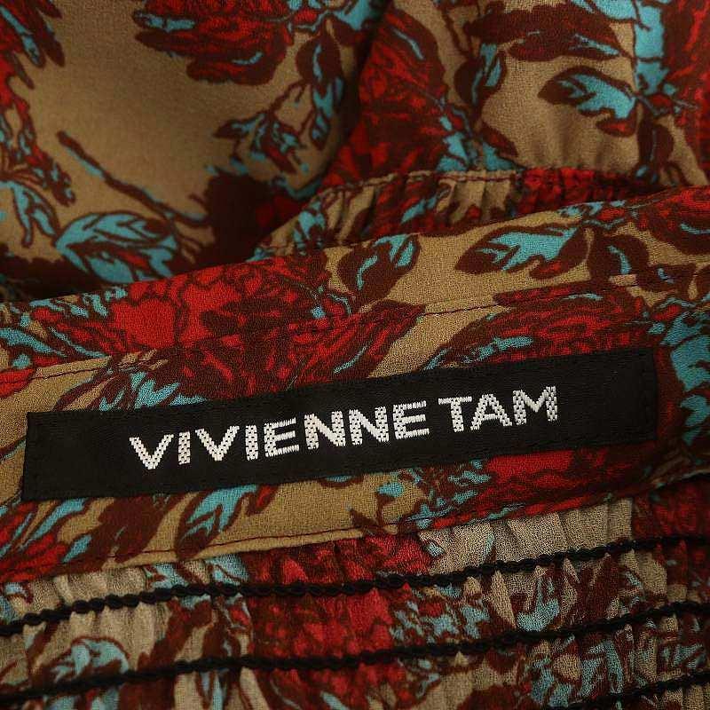 ヴィヴィアンタム VIVIENNE TAM 花柄 ギャザー シャツワンピース
