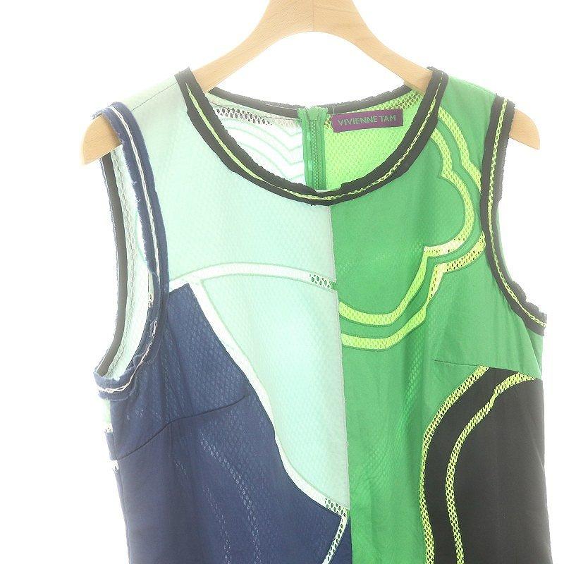 ヴィヴィアンタム VIVIENNE TAM ノースリーブ ワンピース 膝丈 切替 1  