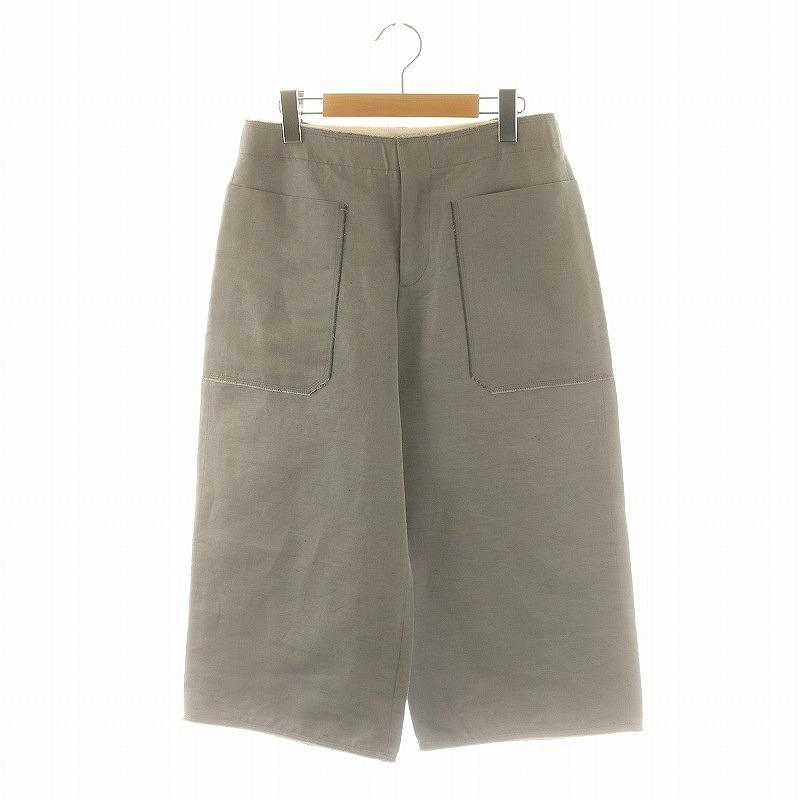 ドゥロワー Drawer ガウチョパンツ ハーフ ワイド 麻 リネン混 36 S  