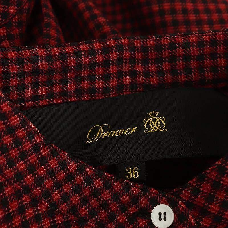 Drawer ドゥロワー シャツ ワンピース チェック 36 S コットン 【公式