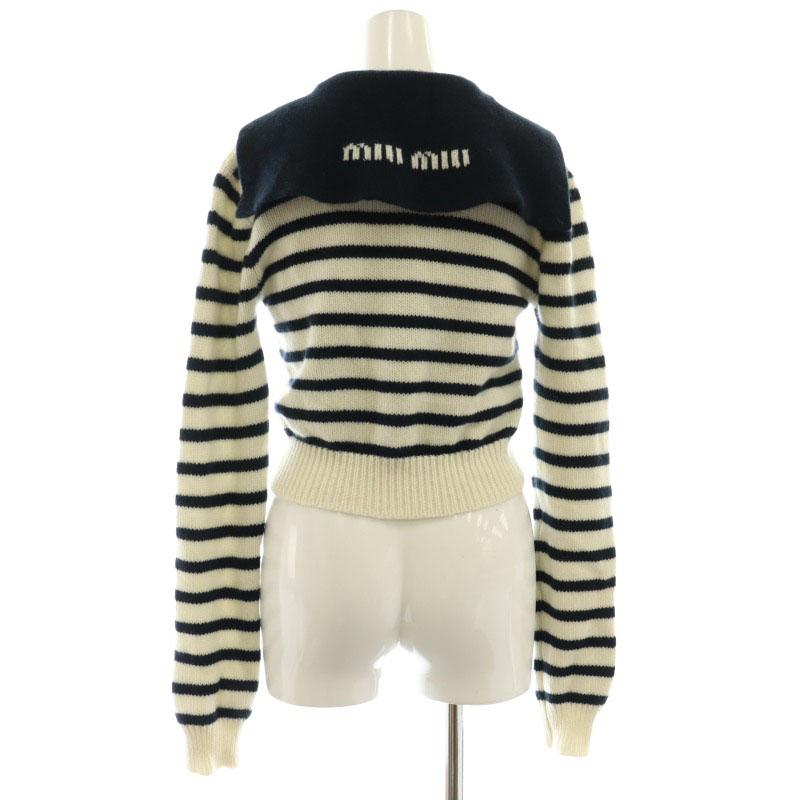 miu ミュウミュウ 23年 ロゴカラー カシミヤボーダーカーディガン 