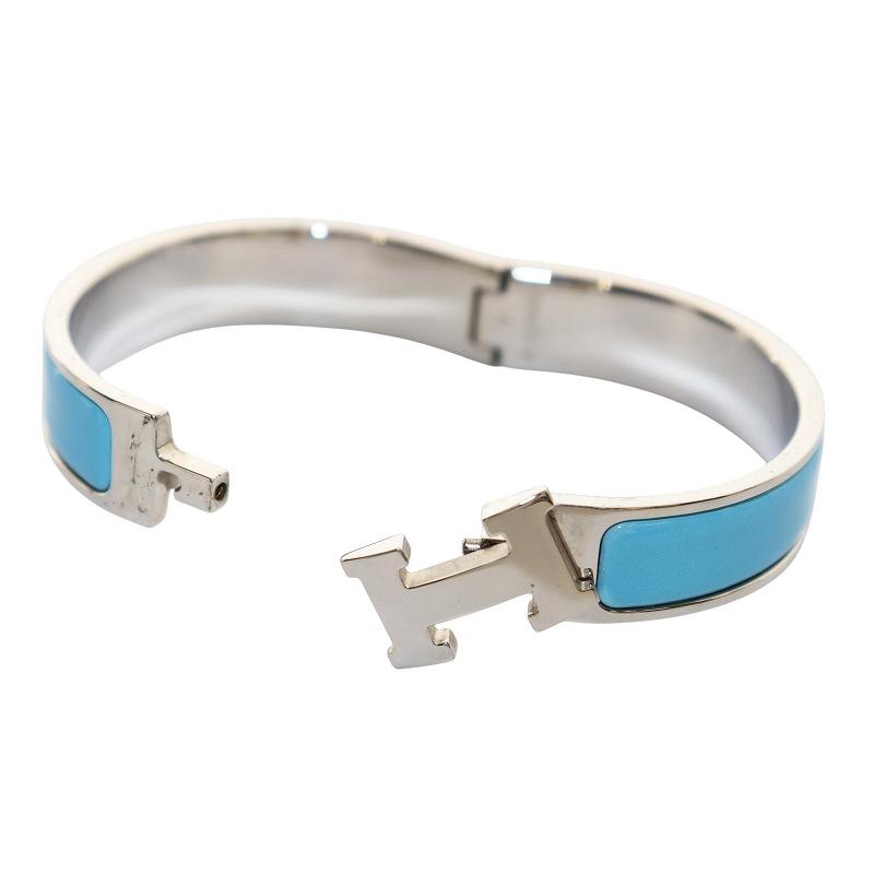 エルメス HERMES クリックH PM バングル シルバーカラー 青 ブルー /AQ