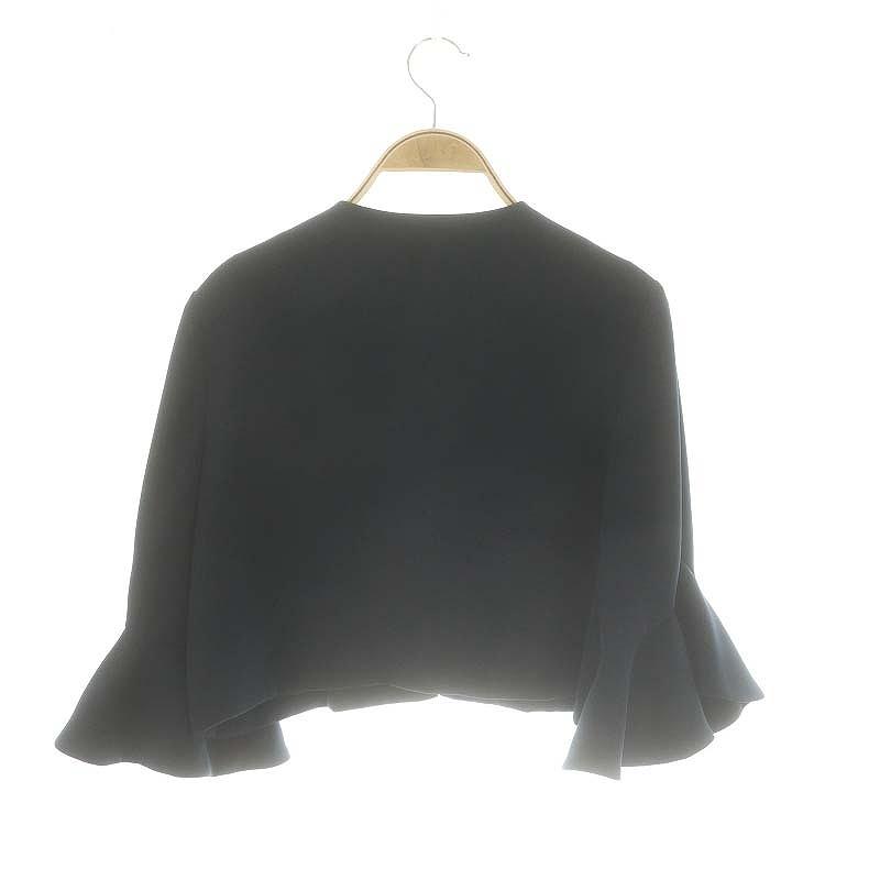 yoko chan ヨーコチャン フレアスリーブ ノーカラージャケット ブラック ヨーコチャン YOKO CHAN フリルスリーブ ジャケット ブレザー ノー