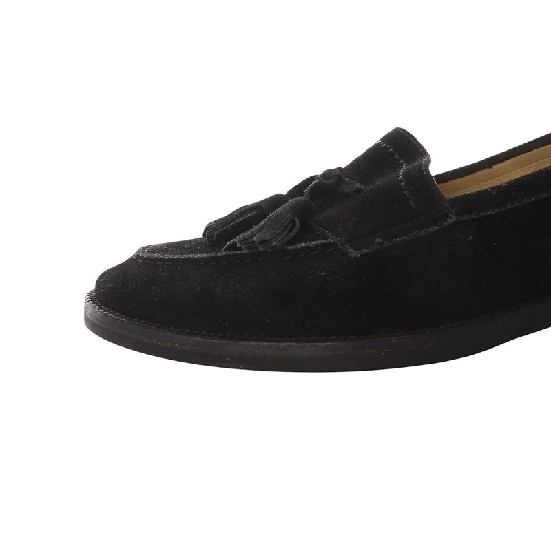マノロブラニク MANOLO BLAHNIK スエード タッセル ローファー 22cm 黒