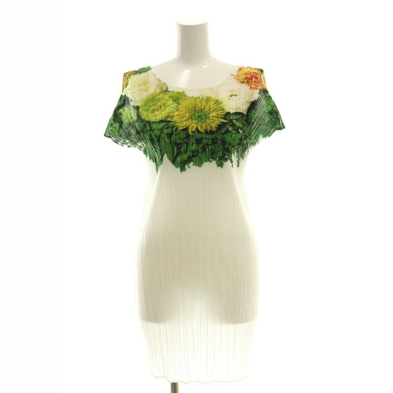 プリーツプリーズ PLEATS PLEASE イッセイミヤケ 花柄転写プリント 