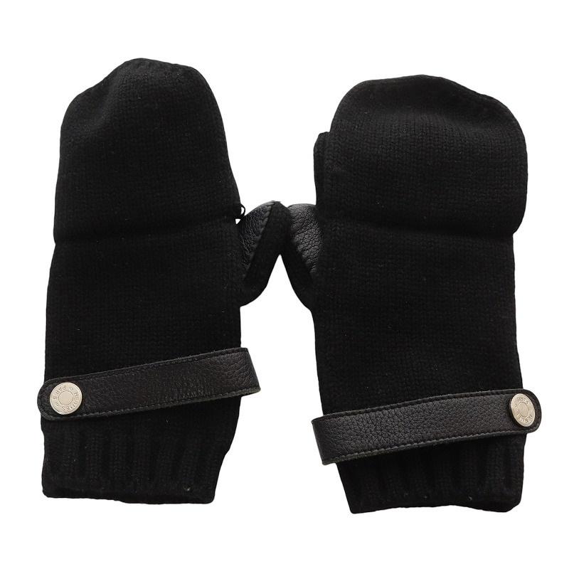 HERMES エルメス リオネル セリエ 手袋 ミトン 切替 カシミヤ レザー S  