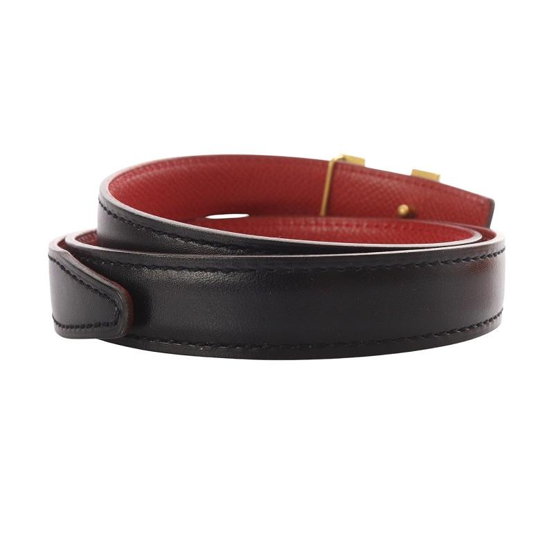 HERMES レザー ベルト 黒 赤