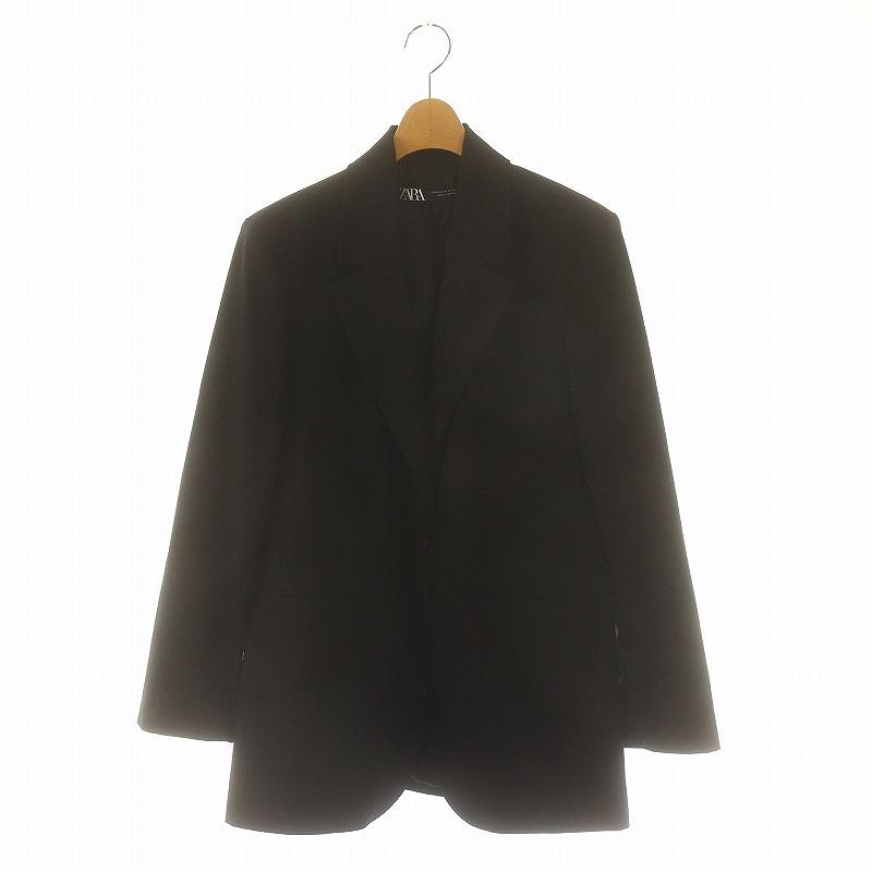 ZARA ザラ 1Bテーラードジャケット ロング 総裏地 XS 黒 ブラック /MI 