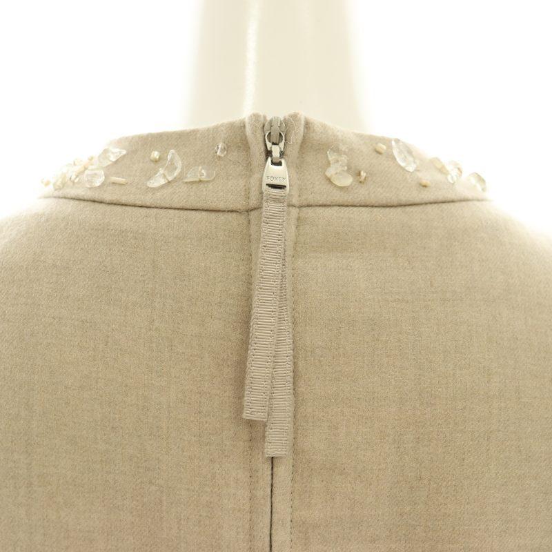 未使用級フォクシー クリスタルベージュ ウールワンピース