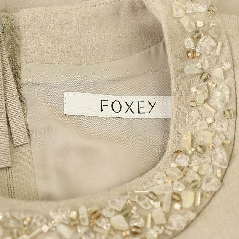 未使用級フォクシー クリスタルベージュ ウールワンピース
