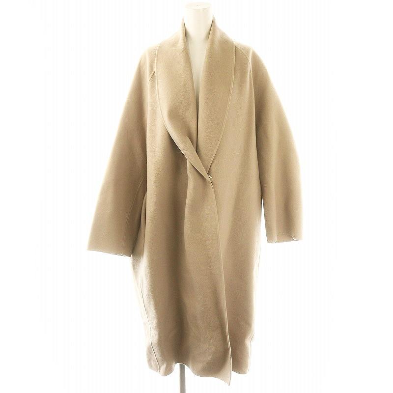 【中古】アヴァアドール Deuxieme Classe取り扱い ショールカラーウールコート ミドル丈 グレージュ レディース アヴァアドール Deuxieme Classe取り扱い ショールカラーウールコート