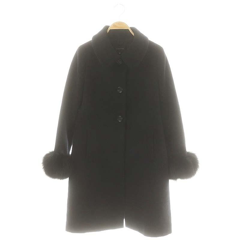 クイーンズコート QUEENS COURT ウールナイロン 袖ファーコート  
