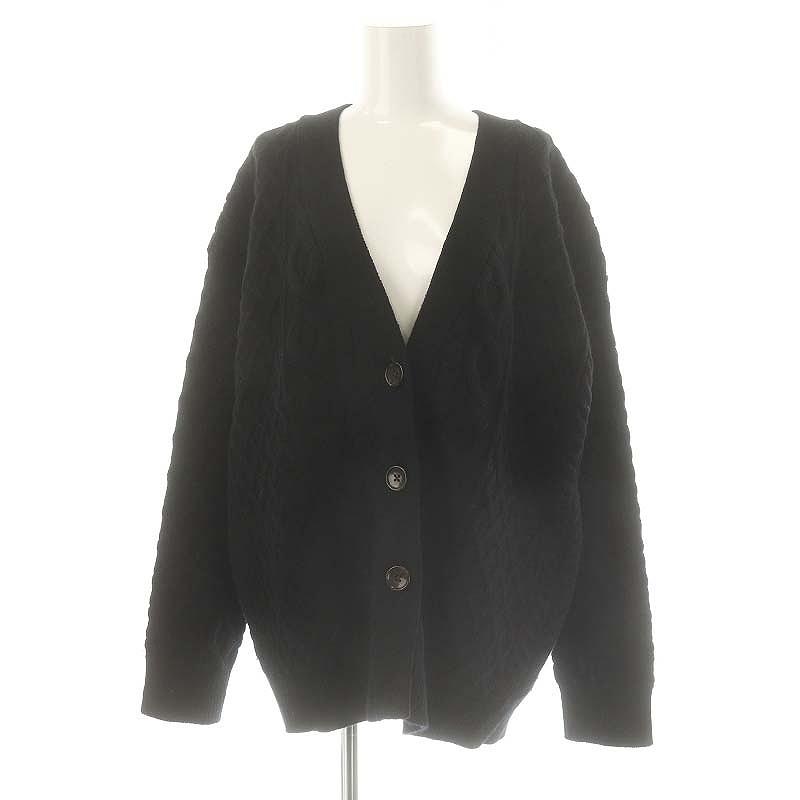 定価28600円 ユナイテッドアローズ ケーブル Vネック カーディガン 黒 UNITED ARROWS（ユナイテッドアローズ） ケーブル Vネック