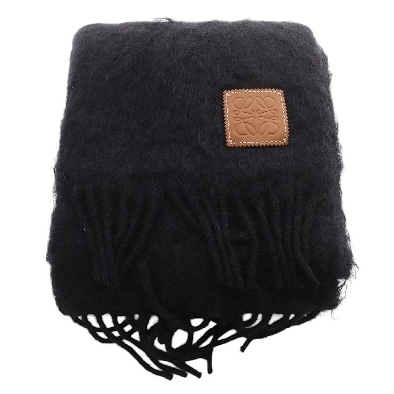 LOEWE / アナグラム スカーフ モヘア＆ウール マフラー ブラック LOEWE / アナグラム スカーフ モヘア＆ウール マフラー ブラック