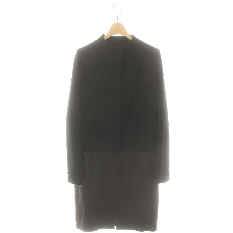 ANTEPRIMA アンテプリマ レザー切替 ノーカラーコート 羊革 38 黒  