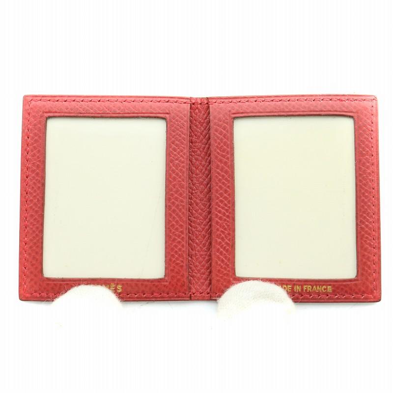 HERMES 赤 工場 レザー ミニフォトフレーム HERMES 赤 レザー ミニ