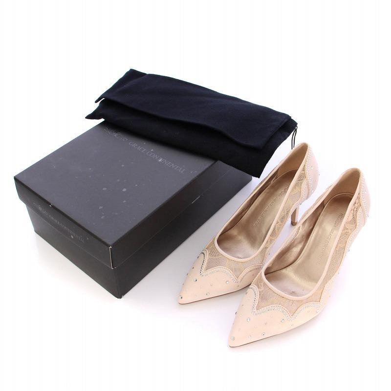 グレースコンチネンタル 23AW ビジュースカラップヒール パンプス  