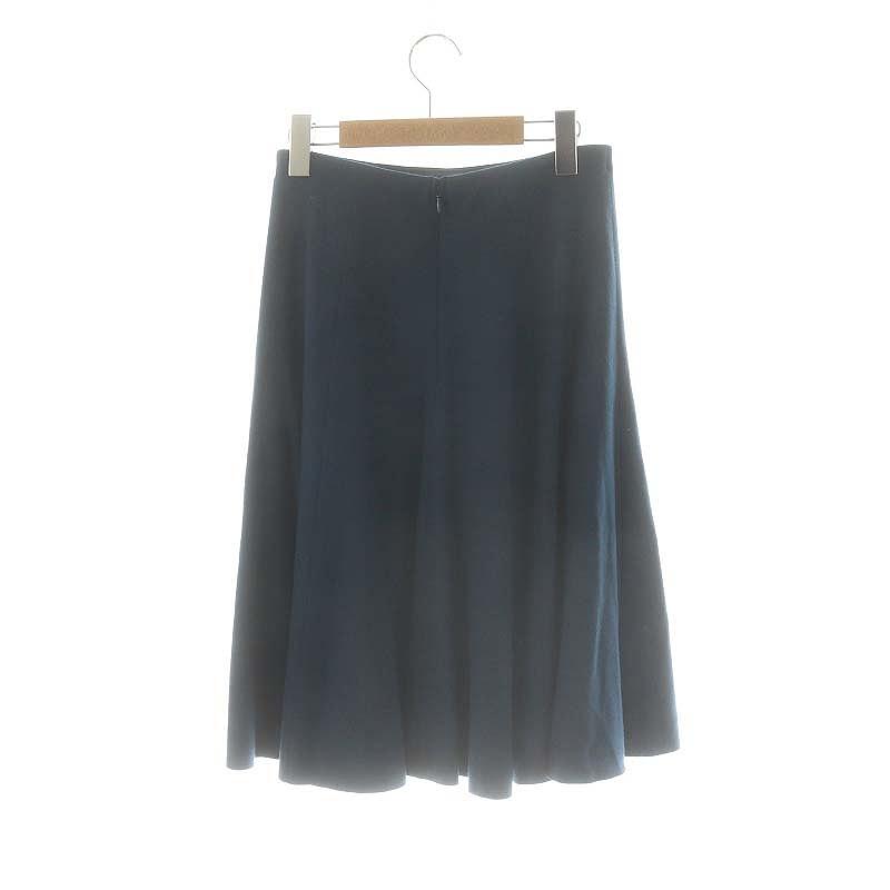 スキャパ ひざ丈フレアスカート XL ネイビー シルク ウール混 スキャパ ひざ丈フレアスカート XL ネイビー シルク ウール混