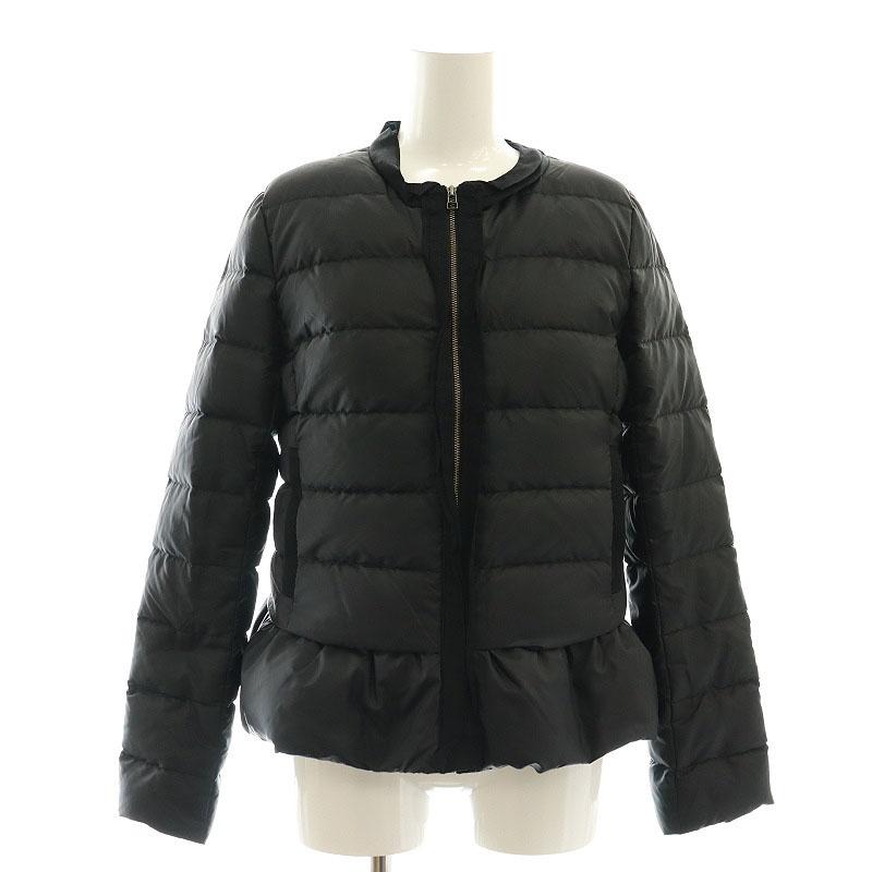 美品 ランバンオンブルー ショート ノーカラー ダウンジャケット